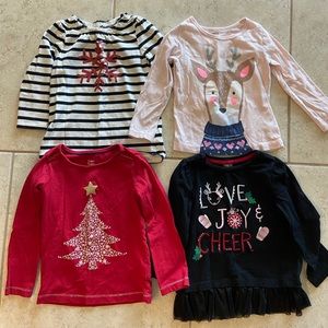 Set of 4 Christmas long sleeve shirts size 2T